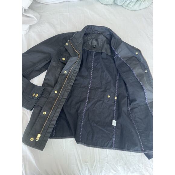J. Crew Women’s Resin-Coated Twill Field Jacket Size Small Black - Picture 9 of 10
